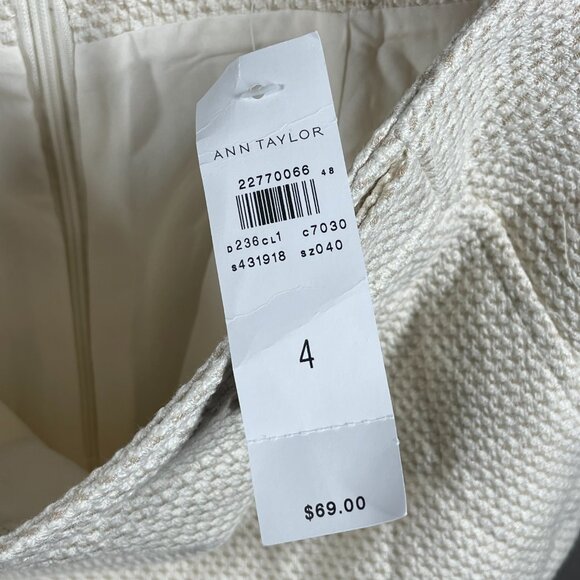 NEW Ann Taylor Skirt Womens 4 tan off white woven a line preppy classic - Picture 3 of 8